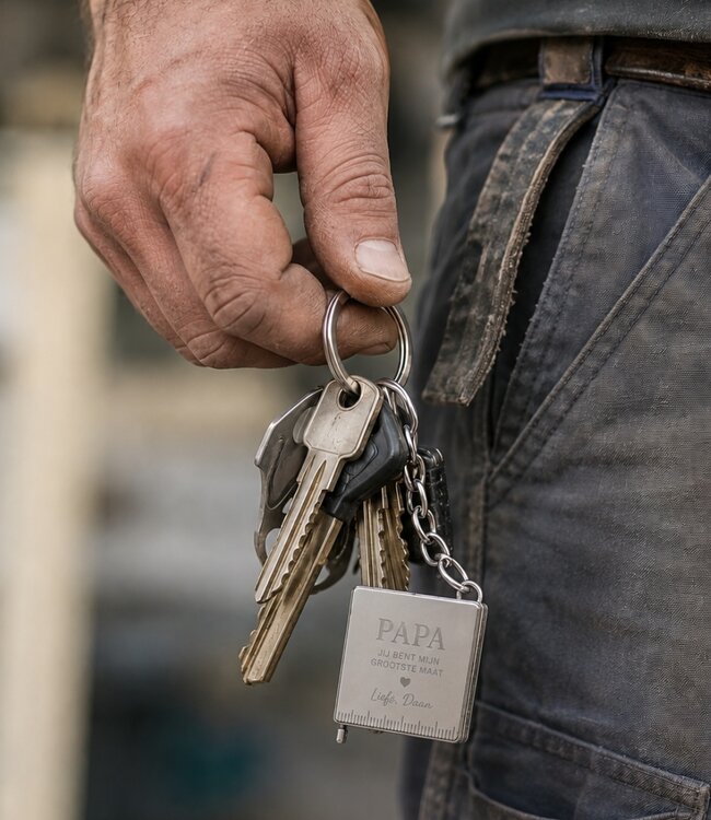 Sleutelhanger Rolmaat Graveren - Met Eigen Tekst