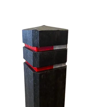 Ri-Traffic Bolardo de plástico negro con cabeza de diamante