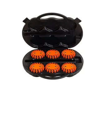 MEGAFLARE Luces de emergencia LED ámbar con maletín (juego de 6)