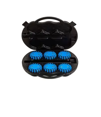 MEGAFLARE Luces de emergencia LED azules con maletín (juego de 6)