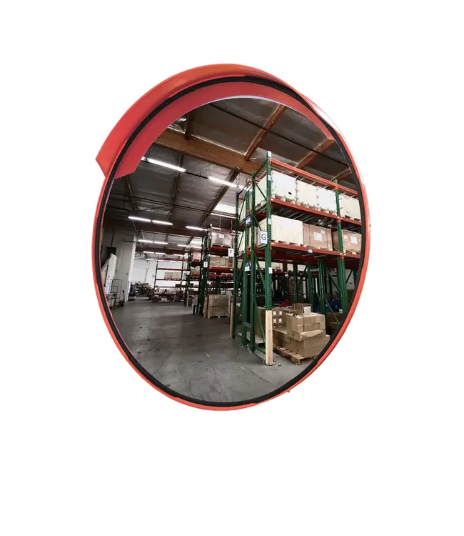 Ri-Traffic Miroir de sécurité convexe avec visière - orange - diamètre 80 cm