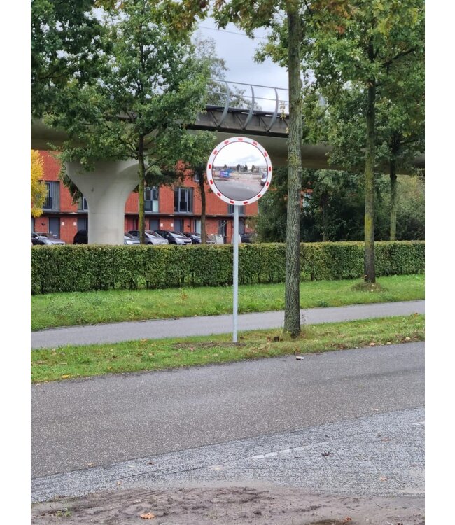 Ri-Traffic Runder Verkehrsspiegel – Weiß/Rot, Ø60 cm