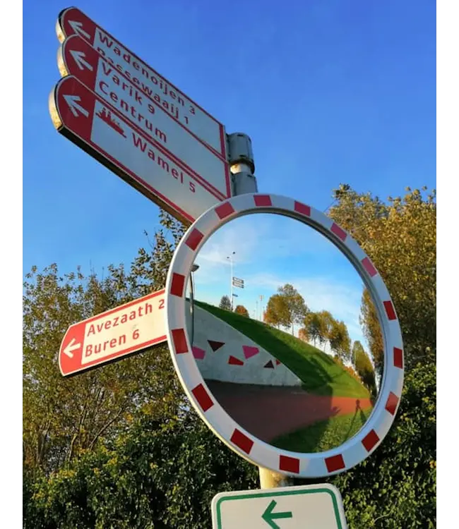 Ri-Traffic Runder Verkehrsspiegel – Weiß/Rot, Ø60 cm