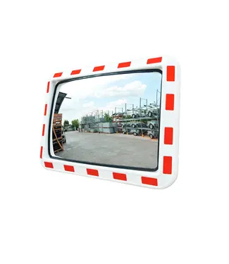 Ri-Traffic Espejo de tráfico rectangular blanco/rojo 80 x 60 cm