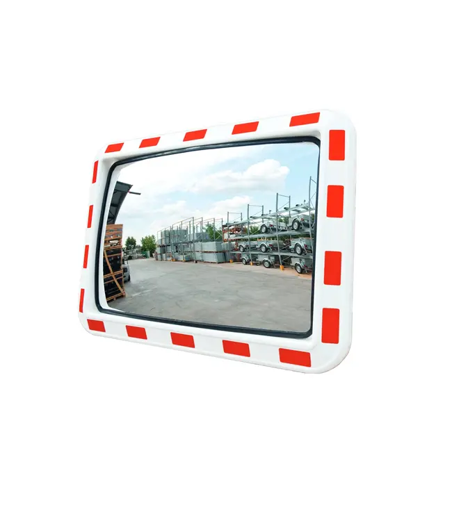 Ri-Traffic Verkehrsspiegel rechteckig, weiß/rot, 80 x 60 cm