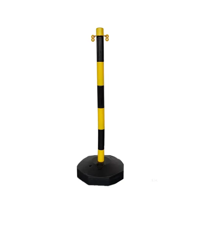 Ri-Traffic Kunststof kettingpaal met vulbare voet - geel / zwart