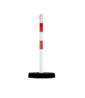 Ri-Traffic Poste metálico para cadena rojo/blanco con base de 7 kg