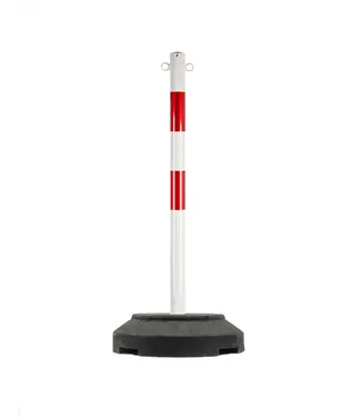 Ri-Traffic Poste metálico para cadena rojo/blanco con base de 15 kg