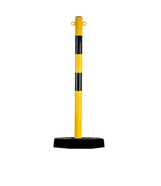 Ri-Traffic Poste metálico para cadena amarillo/negro con base de 7 kg