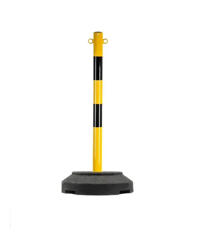 Ri-Traffic Poteau à chaîne en métal jaune/noir avec base de 15 kg