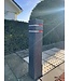 Ri-Traffic Bolardo de plástico negro con cabeza de diamante y bandas reflectantes