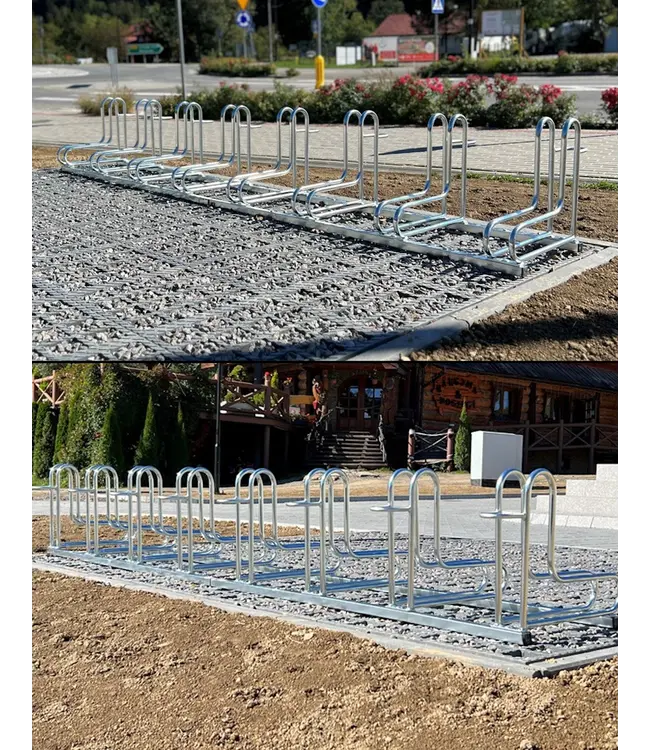Ri-Traffic Aparcabicicletas FAHRRAD de acero galvanizado con soportes en forma de L para un estacionamiento seguro y estable