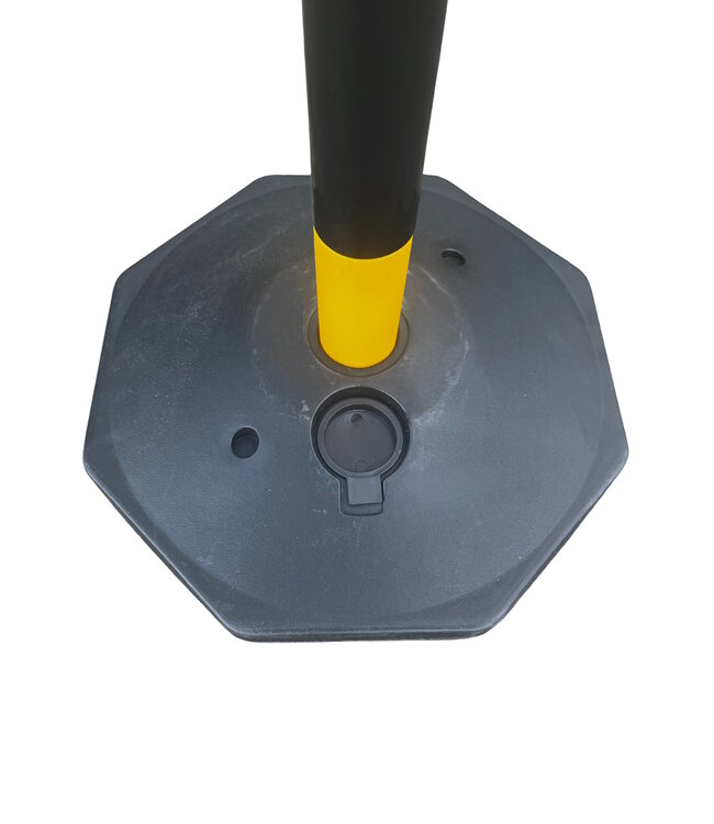 Ri-Traffic Kunststof kettingpaal met vulbare voet - geel / zwart