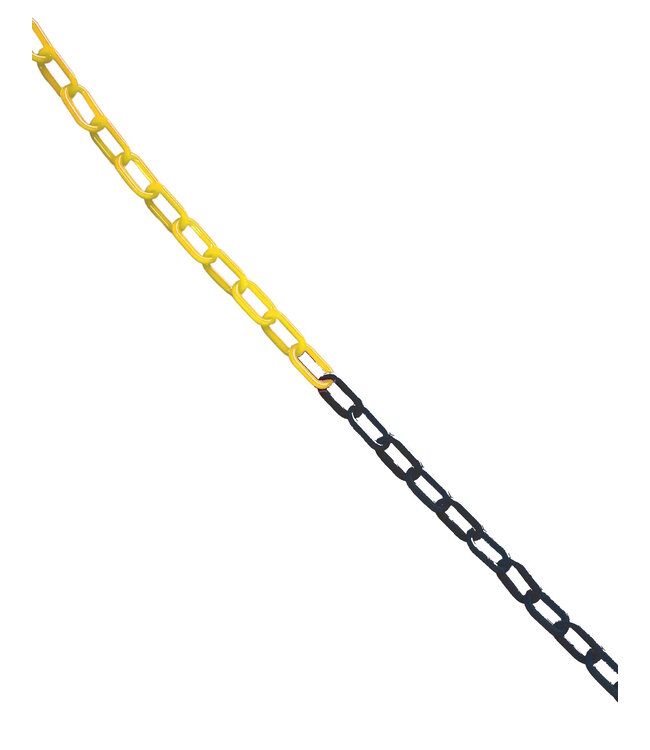 Ri-Traffic Chaîne de signalisation plastique noir/jaune - Diamètre 8 mm x 25 m