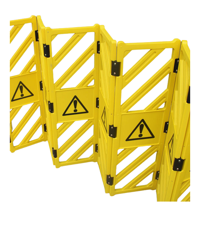 FENZO Barrera extensible móvil de plástico con ruedas – 4 metros