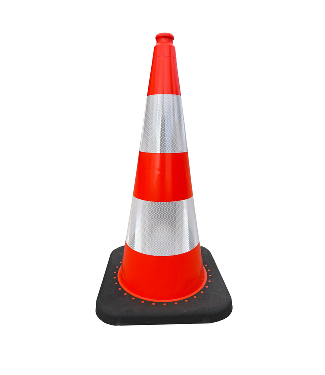 Ri-Traffic Verzwaarde verkeerskegel 75 cm – flexibel PVC met klasse 2 reflectie