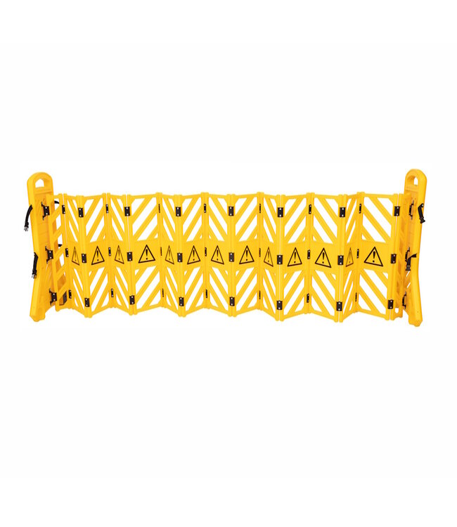 FENZO Barrera extensible móvil de plástico con ruedas – 4 metros