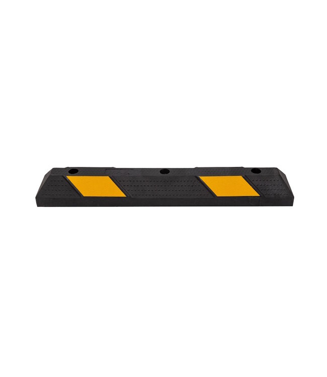 MAX Tope de estacionamiento de caucho negro/amarillo de 90 cm con bandas reflectantes