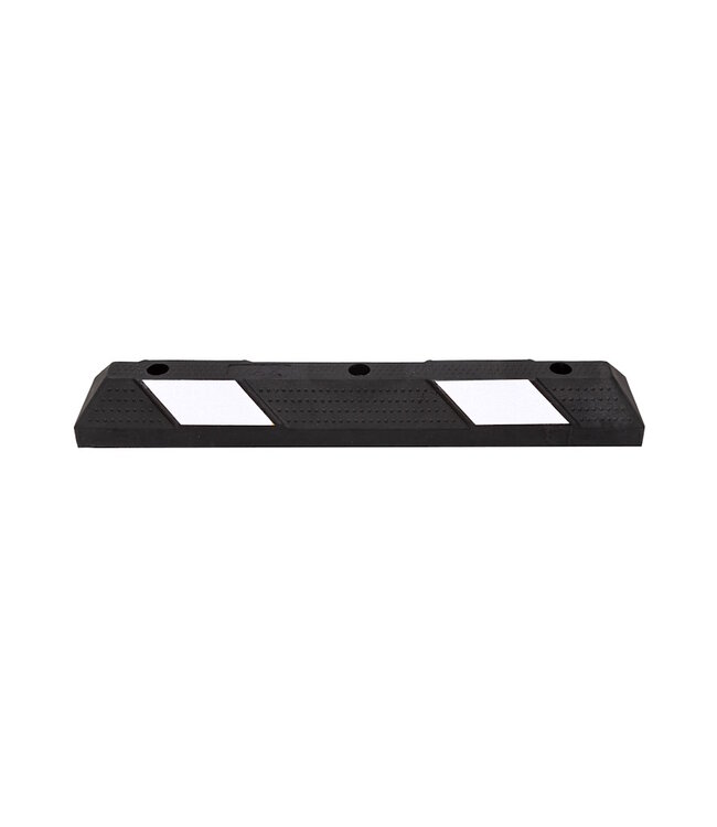 MAX Tope de estacionamiento de caucho negro/blanco de 90 cm con bandas reflectantes