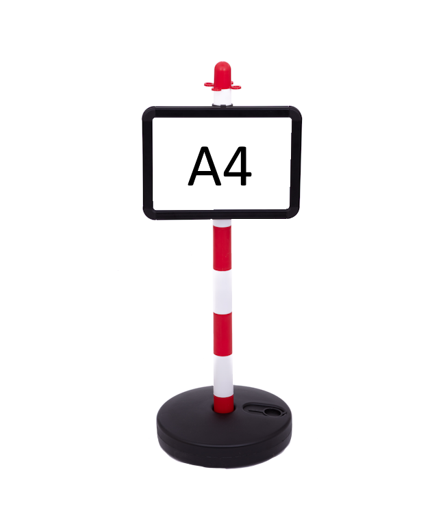 Ri-Traffic Cadre A4 pour poteaux à chaîne avec chaîne de suspension et clips de fixation
