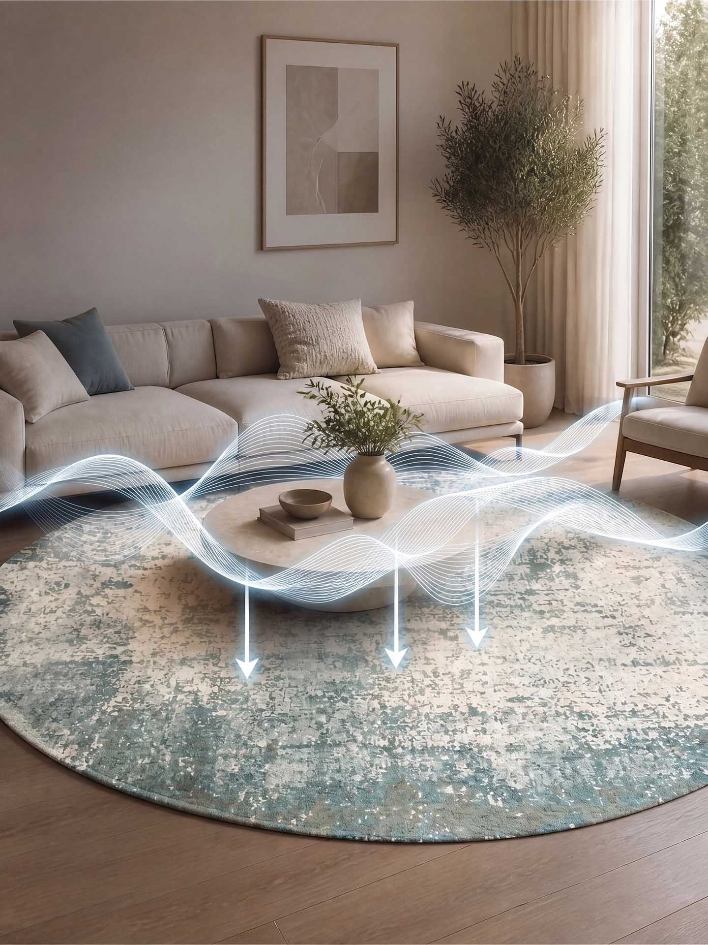 Alfombra absorbiendo el sonido