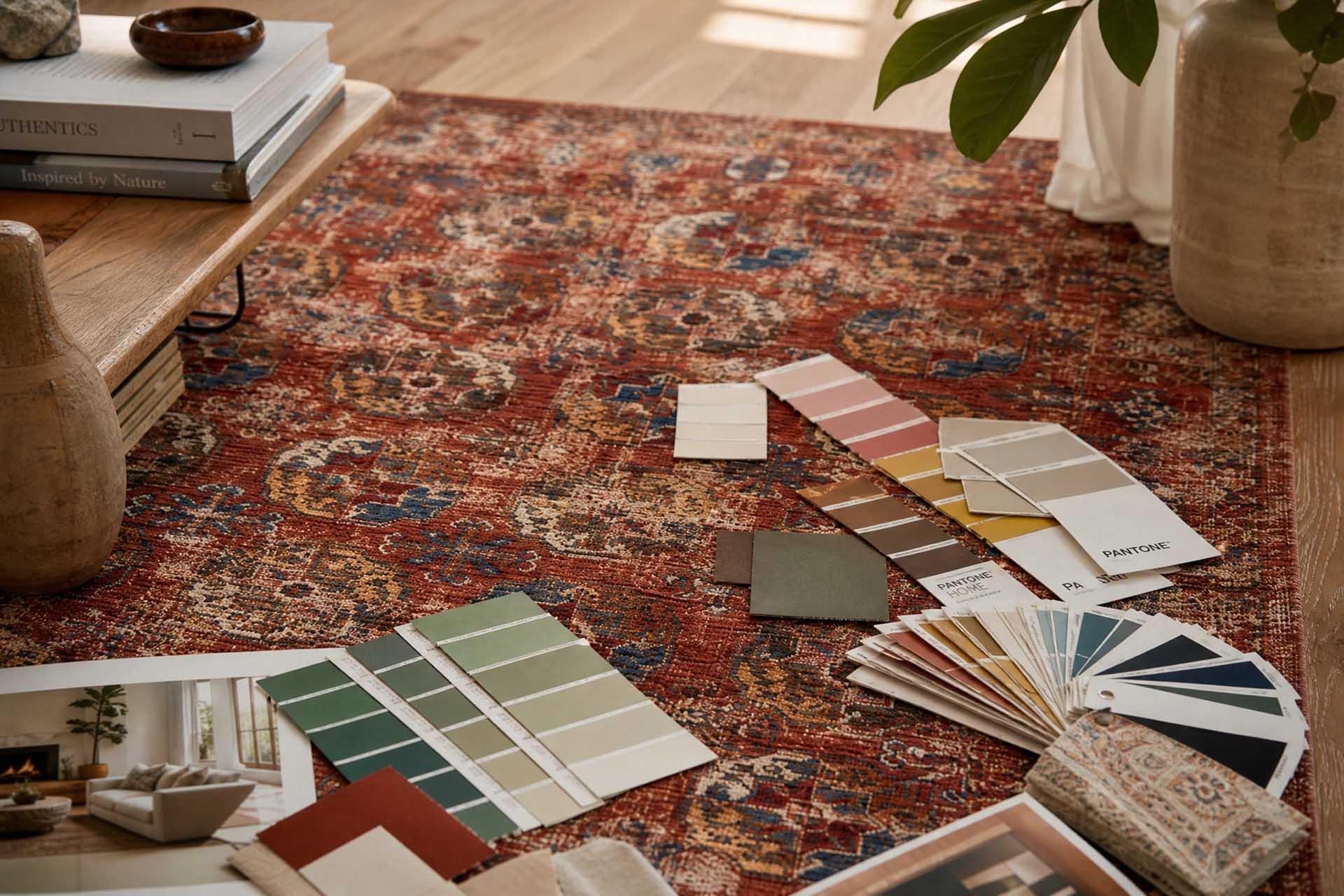 Vue flatdown d'un tapis Louis De Poortere