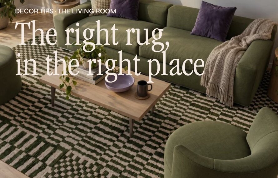 Living Room: the right rug, in the right place
