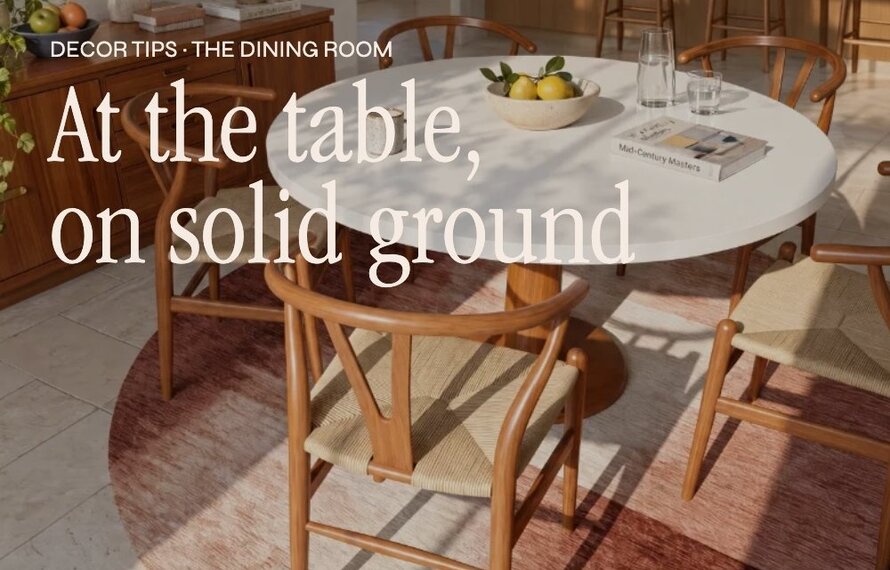 Dining room: At the table, on solid ground.