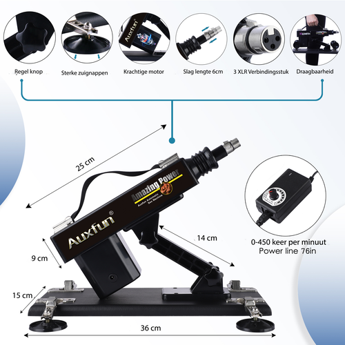 Auxfun® Auxfun® Basic Sexmachine - Pakket Lorenzo Met Dildo’s en Accessoires