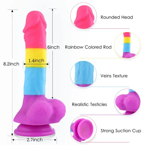 Hismith® Fantasy Rainbow Sugar Dildo 22 cm - Realistisch & Kleurrijk voor Intens Plezier