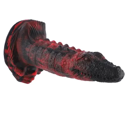 Wildolo® Wildolo Fantasy Zuignap Dildo 23 cm Crocodilly Zwart - Realistische Siliconen Dildo van 23 cm met.