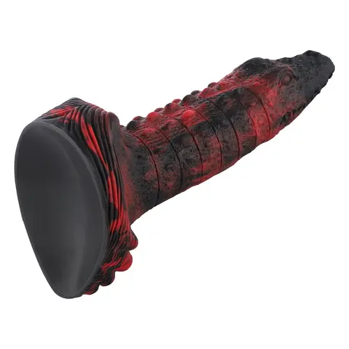 Wildolo® Wildolo Fantasy Zuignap Dildo 23 cm Crocodilly Zwart - Realistische Siliconen Dildo van 23 cm met.