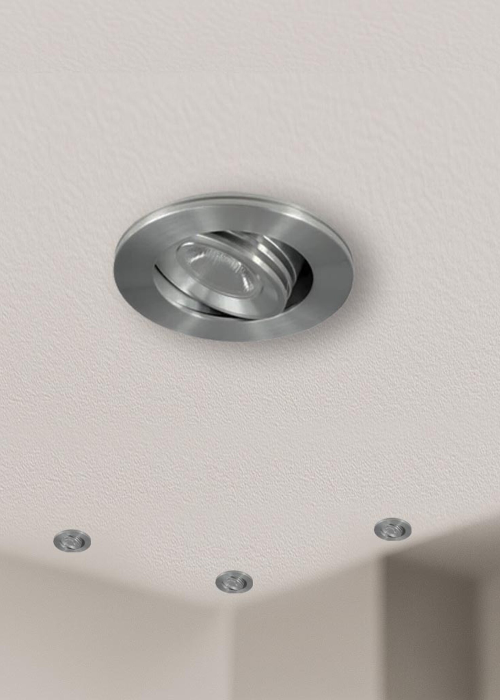 Dimbare mini inbouwLEDspot, warm wit, 1x3W Kantelbaar IP44
