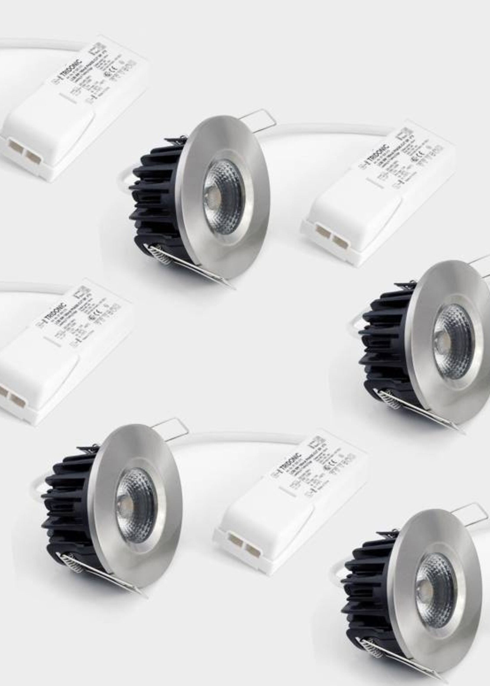 Complete set van 6 stuks Badkamer InbouwLEDspot Kreta 8W, dimbaar (IP65)