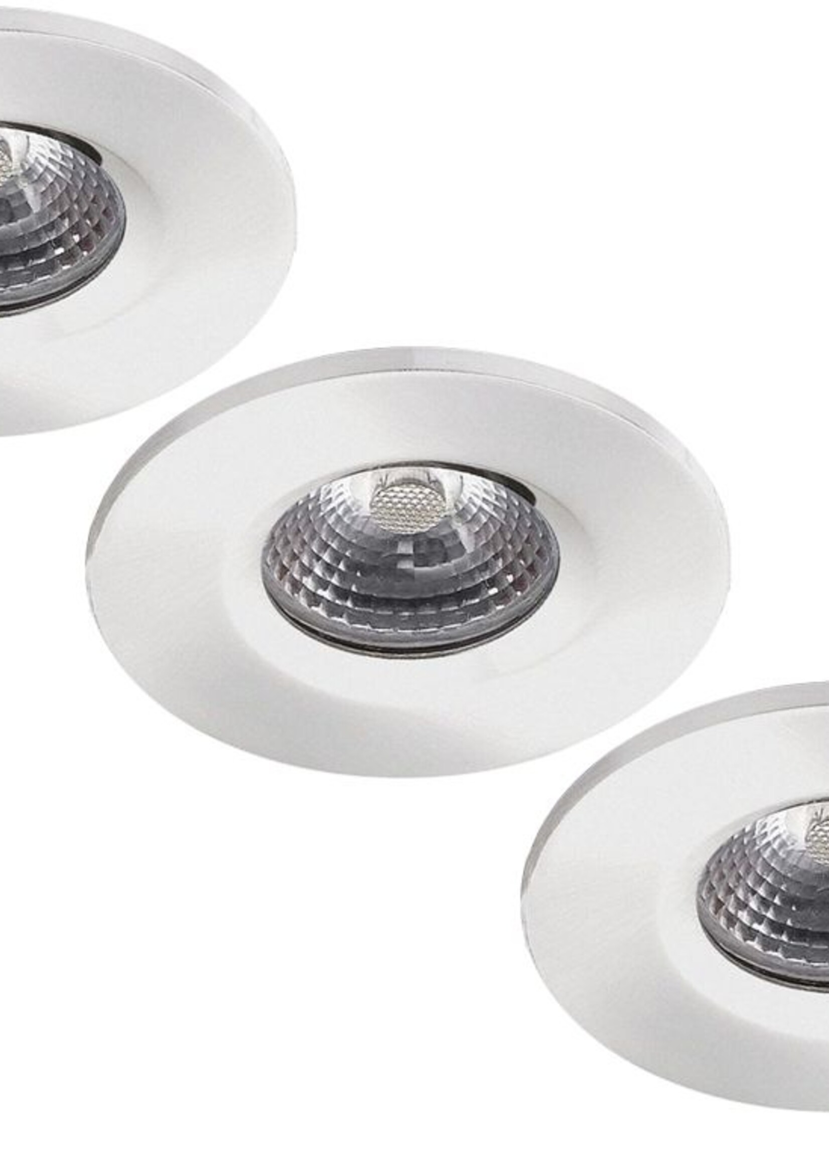 Complete set van 3 stuks Witte Badkamer Inbouw LED spot Kreta 8W, dimbaar (IP65)