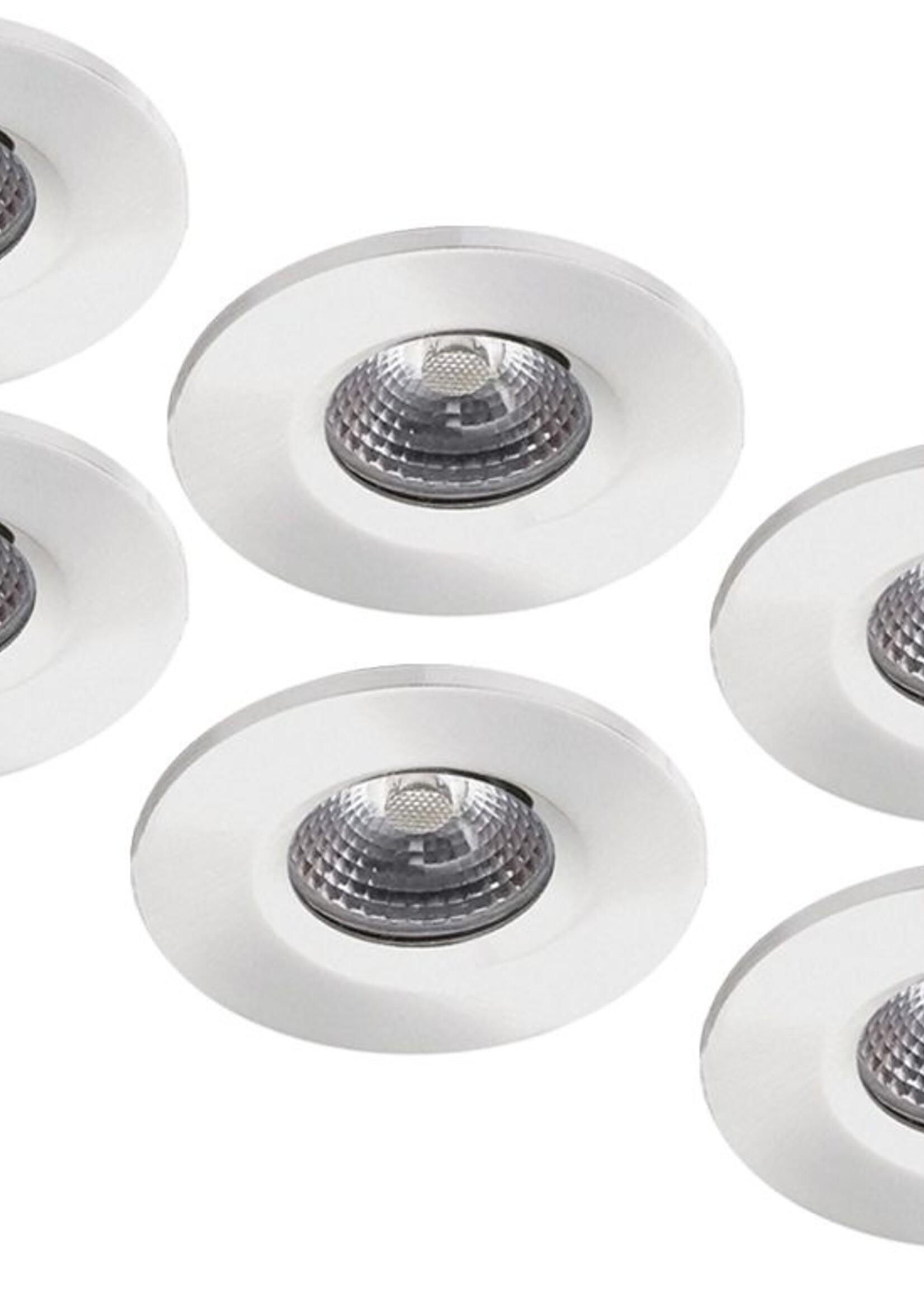 Set 6x Witte Badkamer Inbouw LED spot Kreta 8W, dimbaar (IP65)