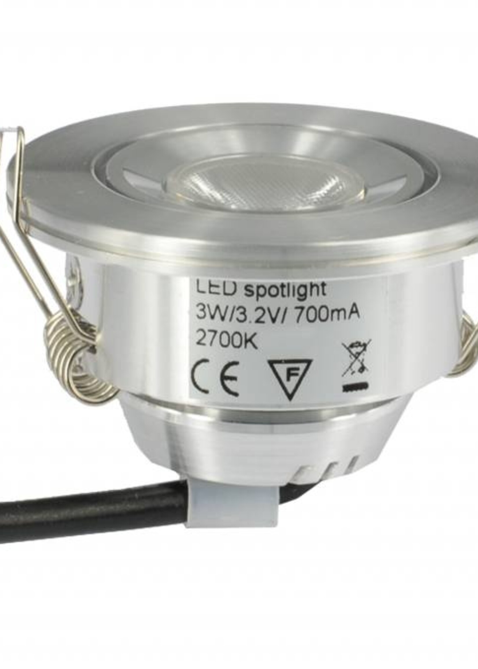 Set van 3 stuks dimbare mini inbouwLEDspot, warm wit, 1x3W Kantelbaar IP44