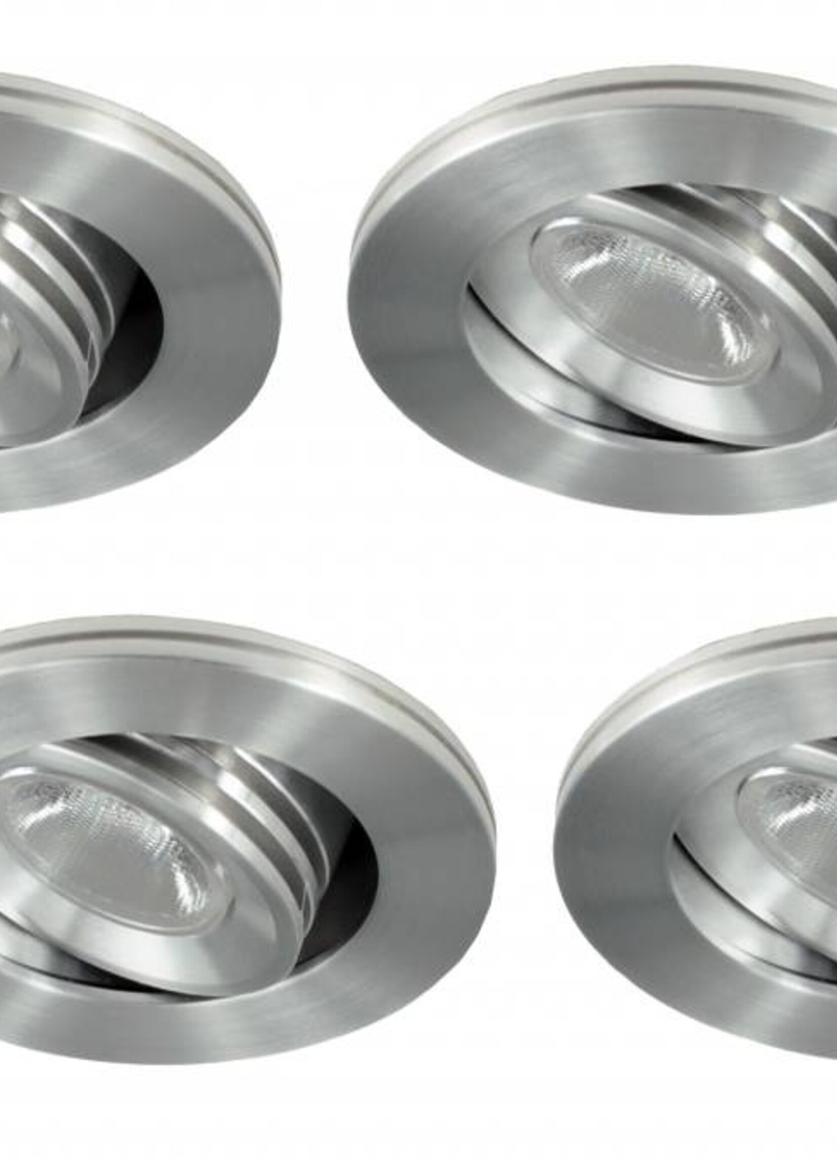 Set van 4 stuks dimbare mini inbouwLEDspot, warm wit, 1x3W Kantelbaar IP44