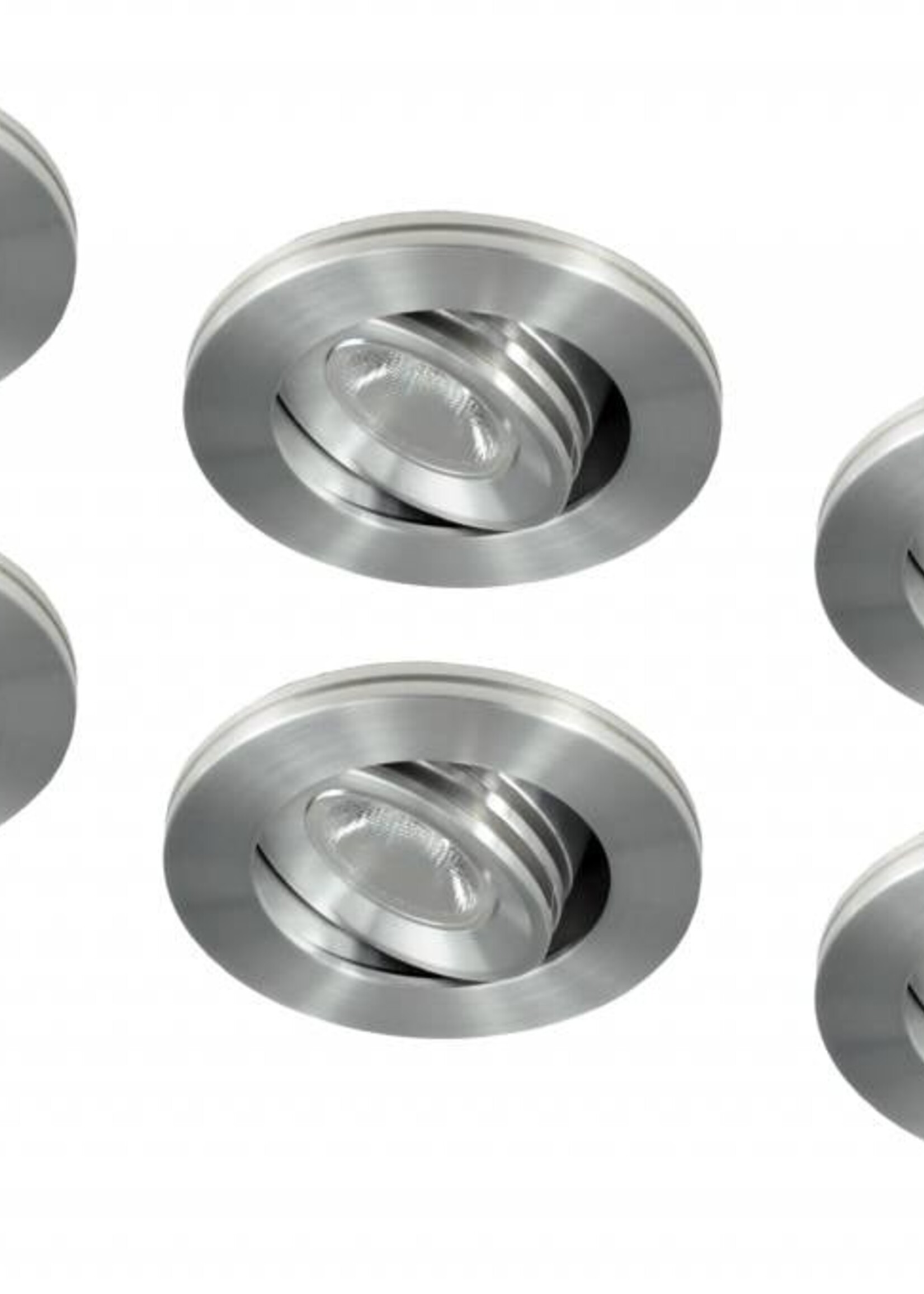 Set van 6 stuks dimbare mini inbouwLEDspot, warm wit, 1x3W Kantelbaar IP44