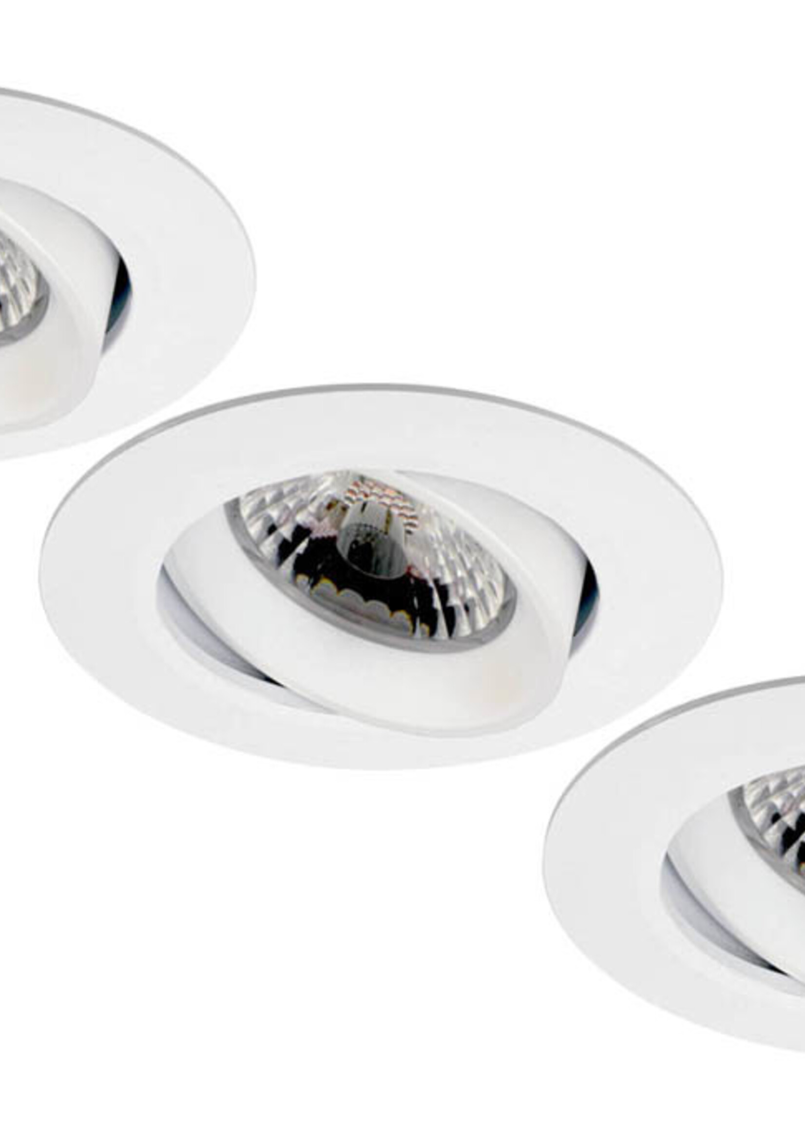 Set van 3 stuks Inbouw LEDspot Parijs, Warm wit licht, dimbaar, 8 Watt, kantelbaar