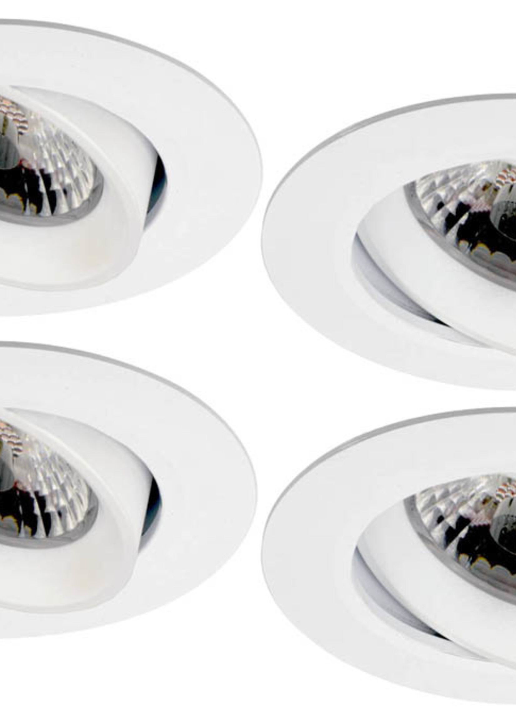 Set van 4 stuks Inbouw LEDspot Parijs, Warm wit licht, dimbaar, 8 Watt, kantelbaar