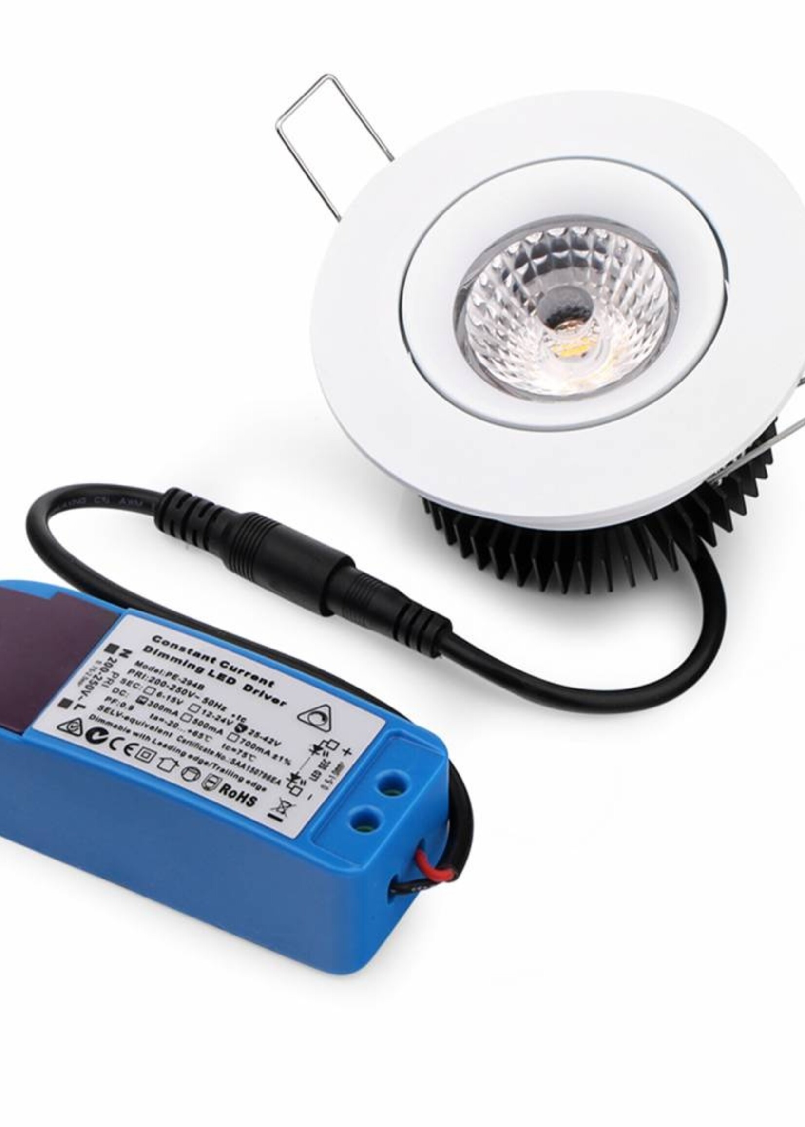 Set van 4 stuks Inbouw LEDspot Parijs, Warm wit licht, dimbaar, 8 Watt, kantelbaar