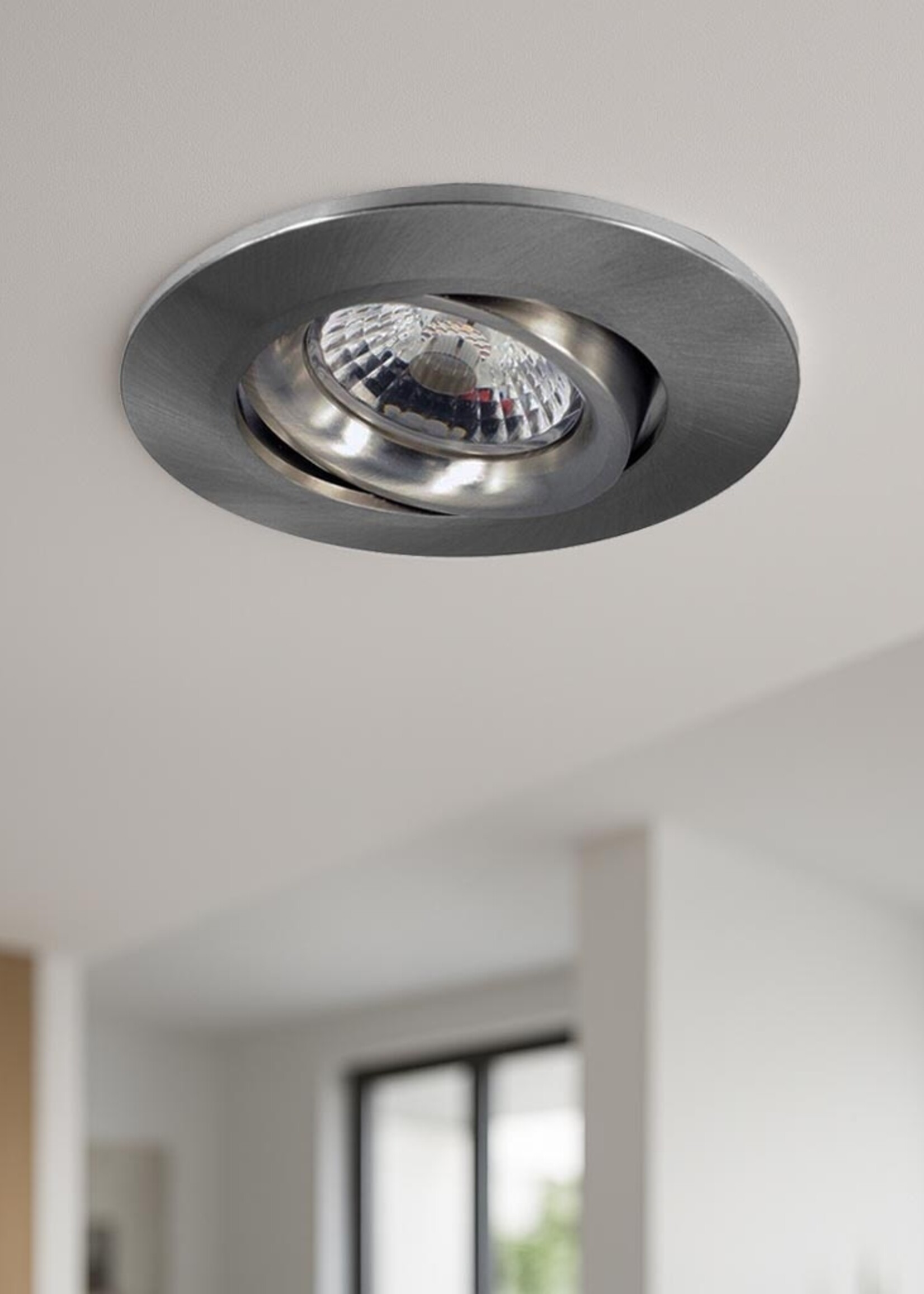 Inbouw LEDspot Parijs, Warm wit licht, dimbaar, 8 Watt, kantelbaar, RVS