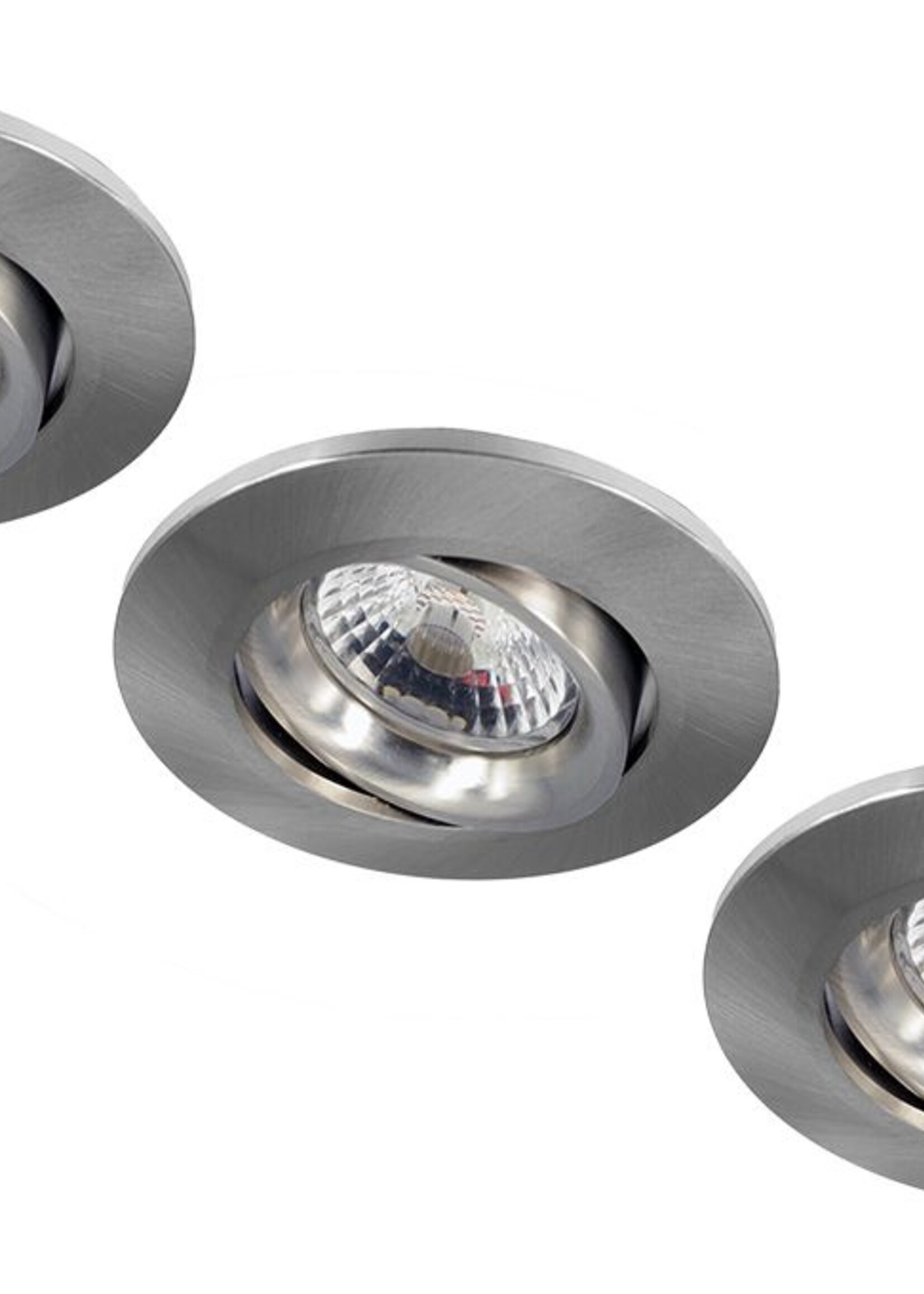 Set van 3 stuks Inbouw LEDspot Parijs, Warm wit licht, dimbaar, 8 Watt, kantelbaar, RVS
