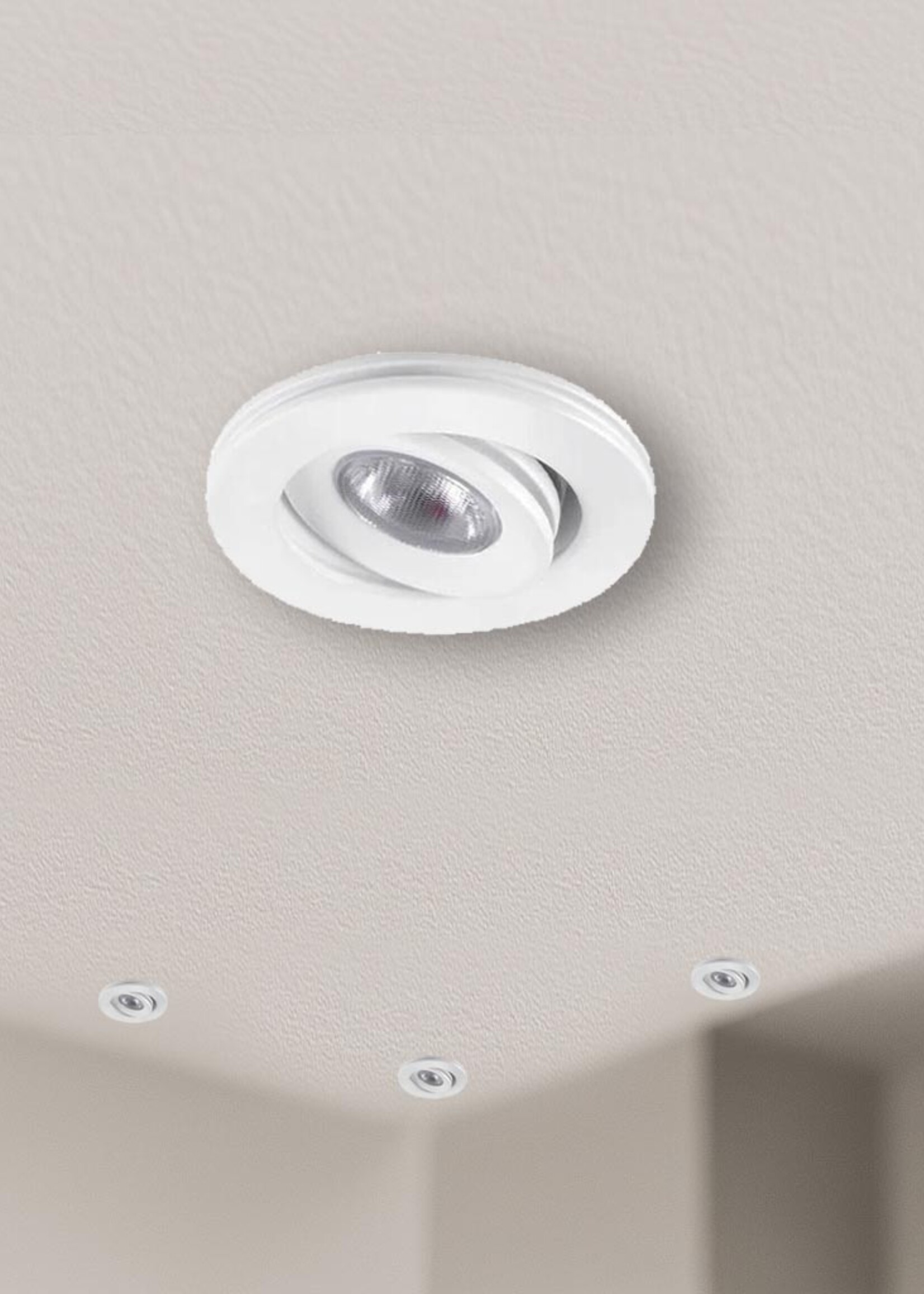 Dimbare mini inbouwLEDspot, warm wit, 1x3W Kantelbaar IP44 WITTE uitvoering