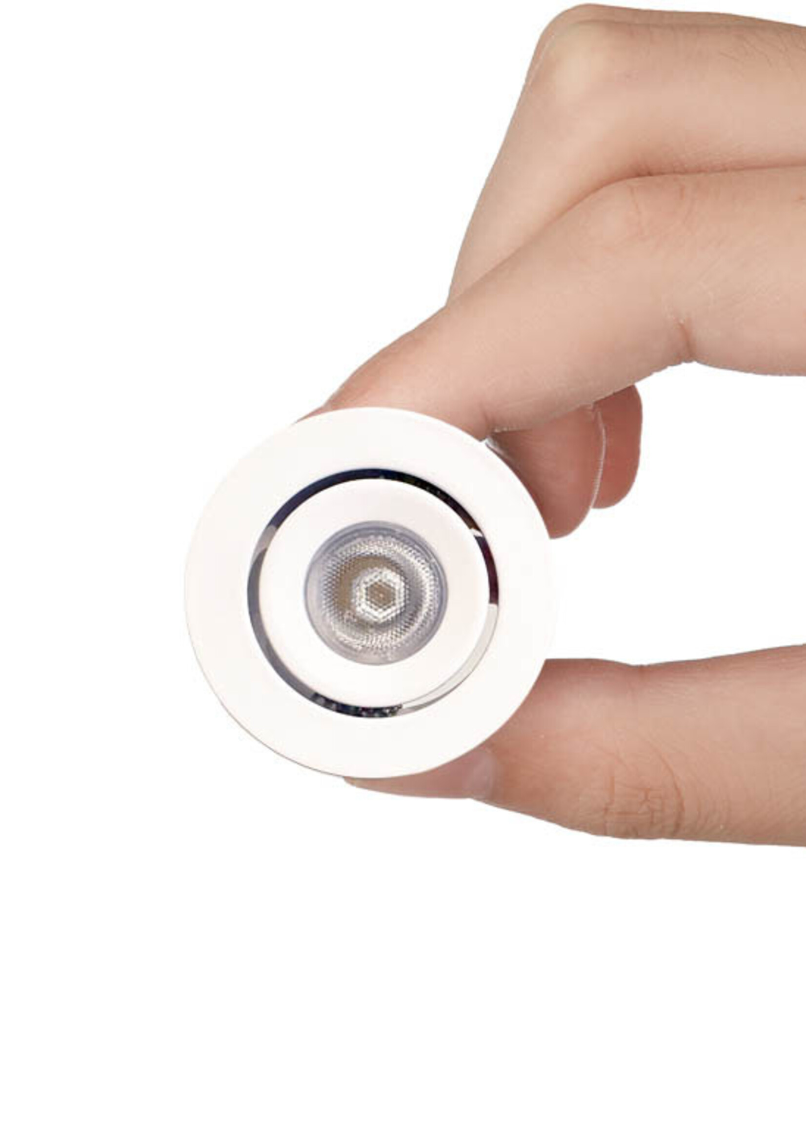 Dimbare mini inbouwLEDspot, warm wit, 1x3W Kantelbaar IP44 WITTE uitvoering