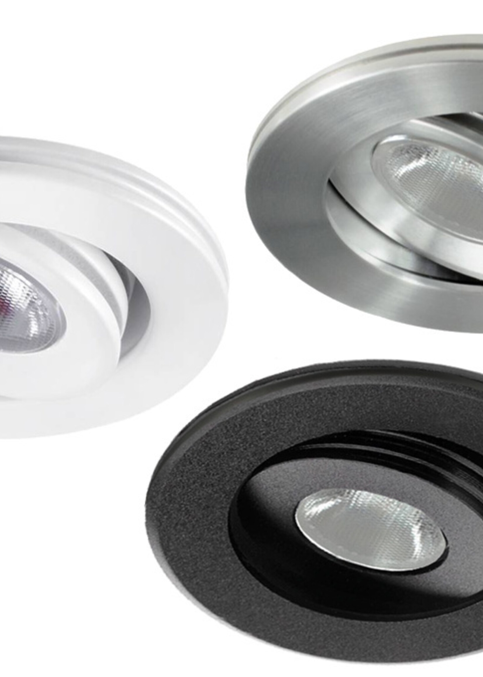 Dimbare mini inbouwLEDspot, warm wit, 1x3W Kantelbaar IP44 WITTE uitvoering