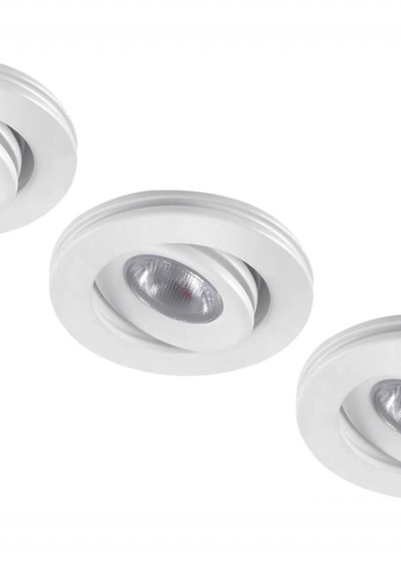 Set van 3 stuks dimbare mini inbouwLEDspot, warm wit, 1x3W Kantelbaar IP44 WITTE uitvoering