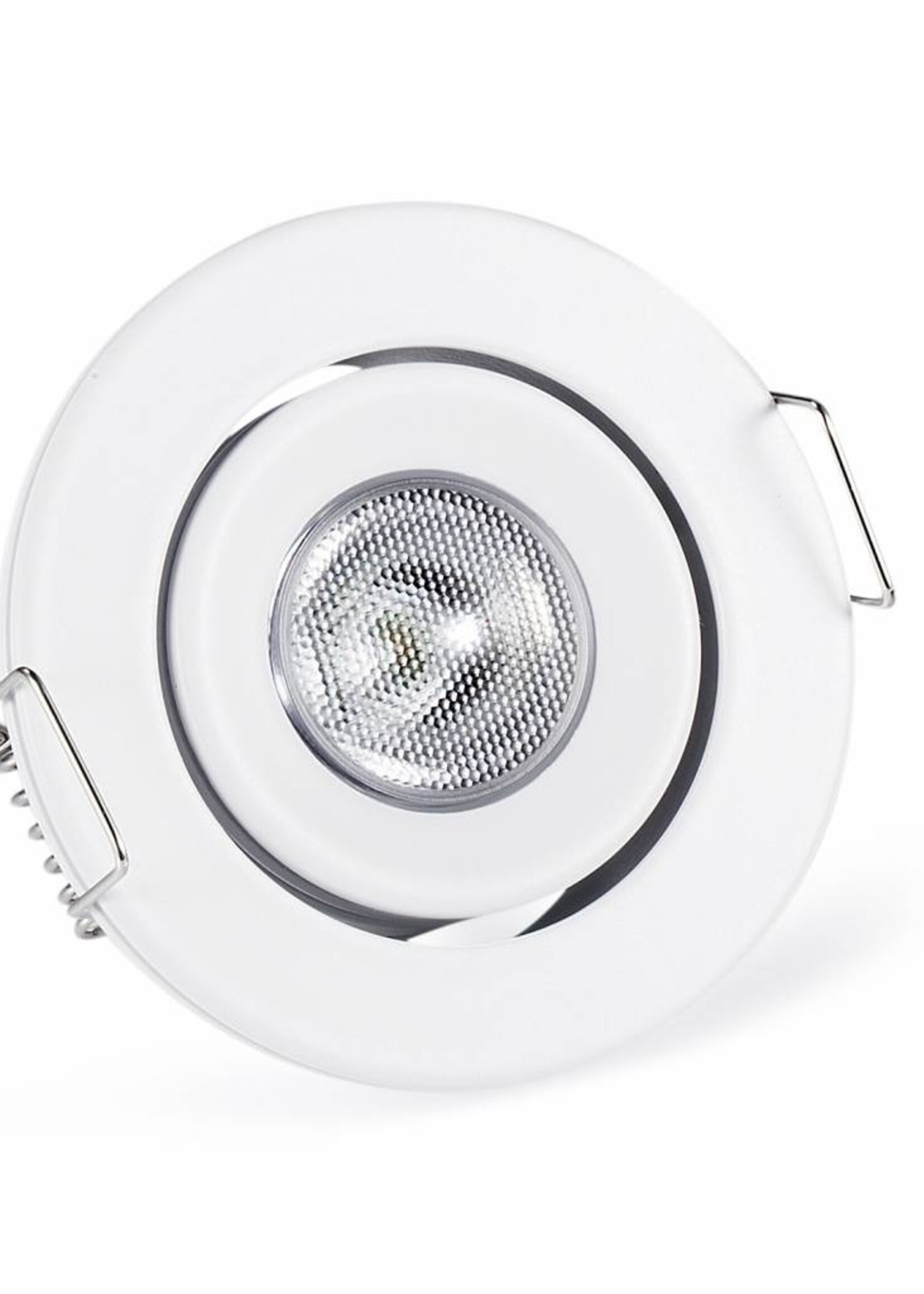 Set van 3 stuks dimbare mini inbouwLEDspot, warm wit, 1x3W Kantelbaar IP44 WITTE uitvoering