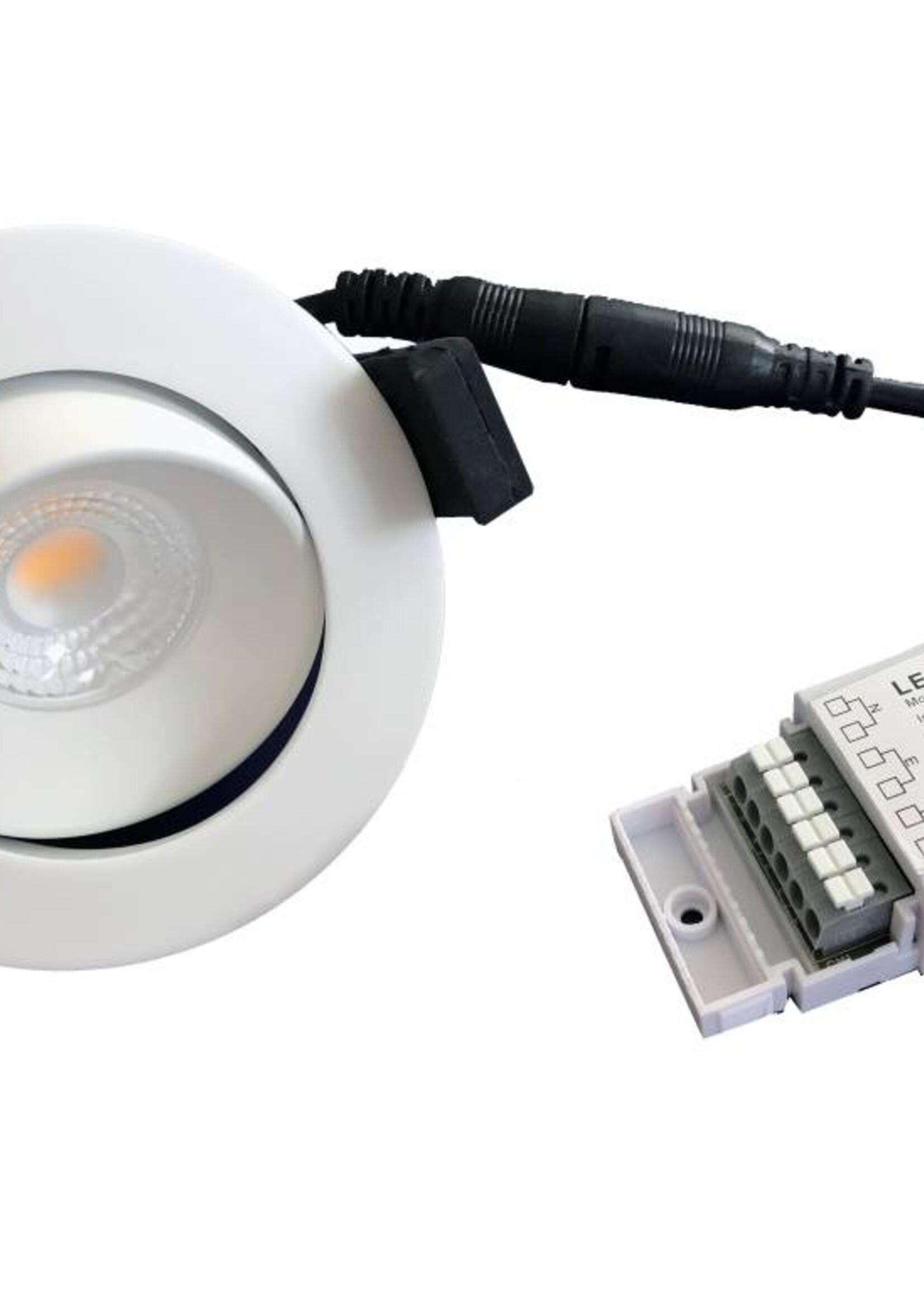 Inbouw Ledspot Kiel, 5 Watt, Warmwit, Dimbaar, 420 Lumen, kantelbaar, richtbaar. Witte uitvoering